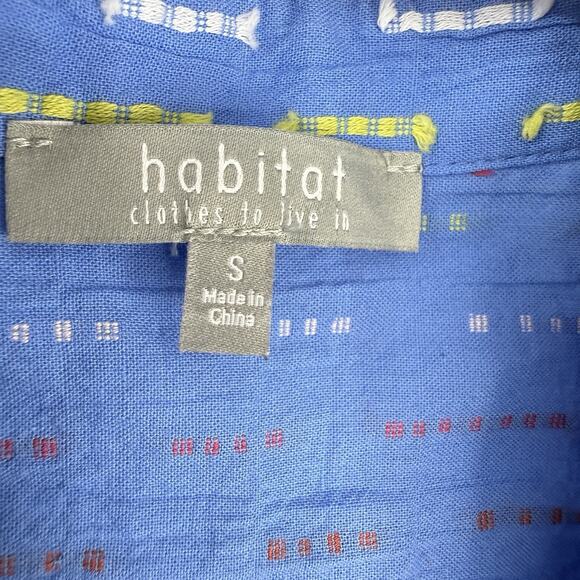 Habitat Clothes to Live In Small Tunic Blue Colorful Dashes 3/4 Sleeve Lagenlook - Picture 7 of 10